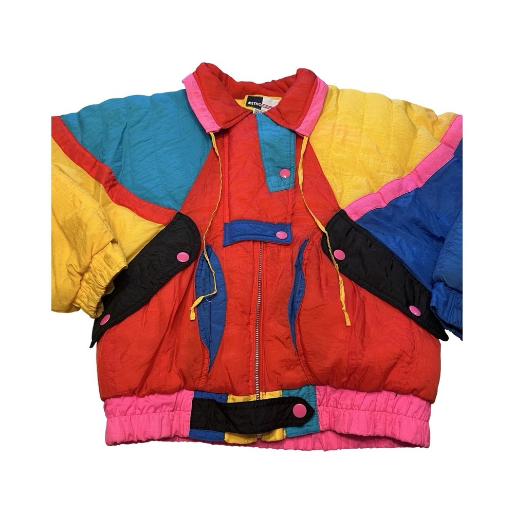 Vintage Metro Express Woman's M Colorblock Ski Jacket 80s 90s Retro‎ - Picture 2 of 5